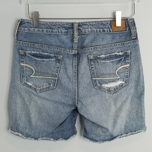 American Eagle denim jean distressed ripped holes rips shorts size 0 - Picture 5 of 8